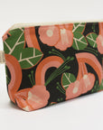 Fabric pouch with floral pattern on a white background