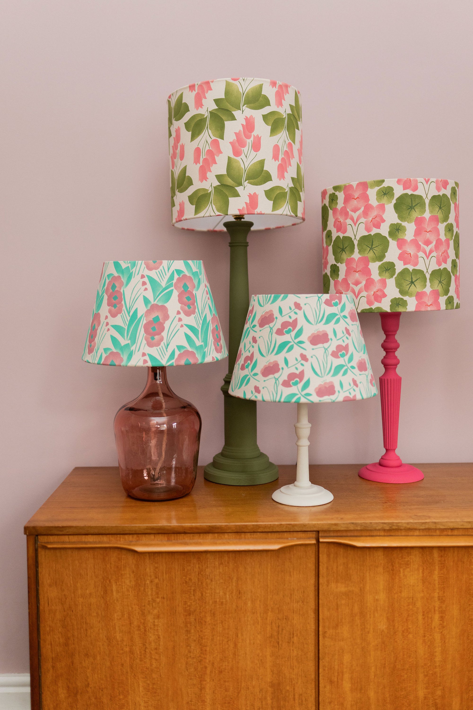 Gladys - mauve and mint - 30cm Tapered Lampshade